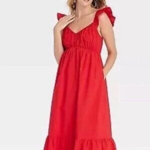 Universal Thread cap-sleeved maxi A-Line red dress, size S